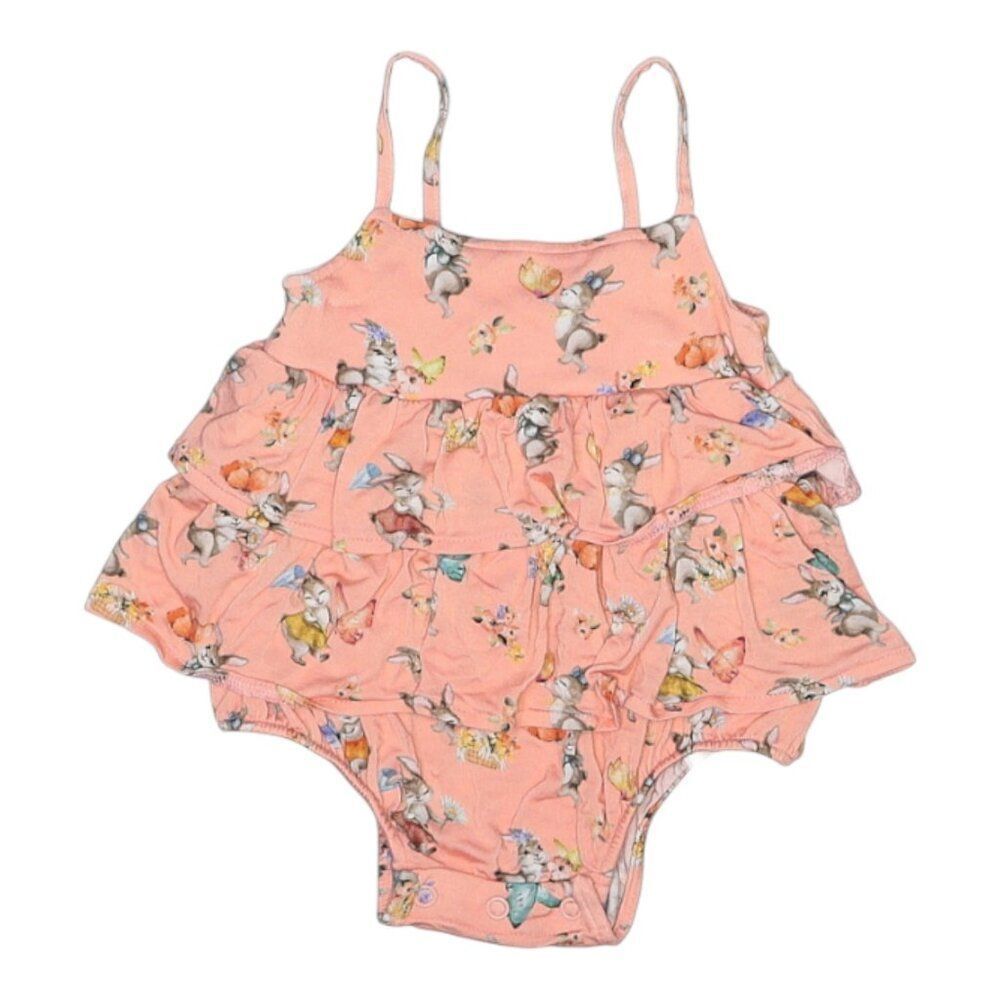 Posh Peanut Pink Spring Dancing Bunny Bubble Romper Size 3-6M
